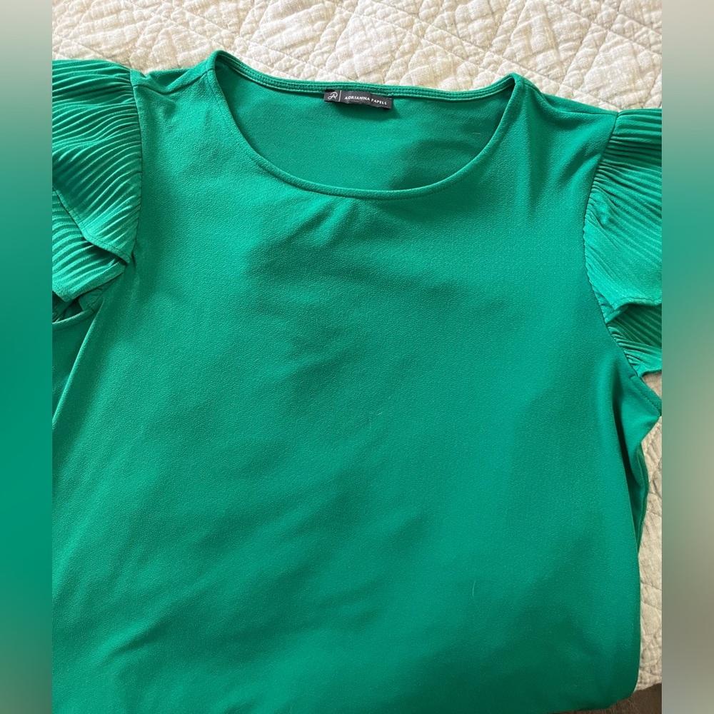 ✨3 for $20✨ Adrianna Papell Green Top with Pleated Sleeves